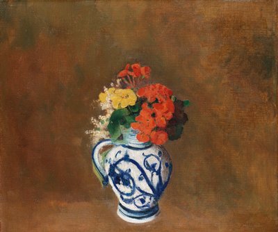 Květiny v modré váze, kolem roku 1900 od Odilon Redon
