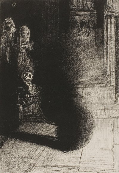 Frontispiece pro Les Flambeaux noirs od Emile Verhaeren od Odilon Redon