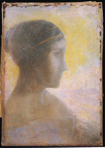 Hlava mladé ženy v profilu, kolem roku 1895 od Odilon Redon