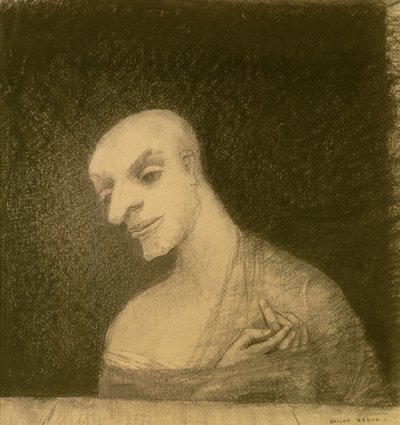 Imaginární postava, kolem roku 1881 (křída a dřevěné uhlí na papíře) od Odilon Redon