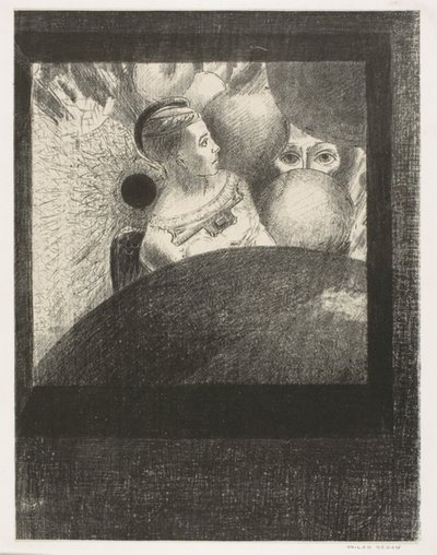 In the Spheres (Dech, který vede živé tvory, je také ve Spheres), deska 5 ze 6 od Edgara Poea od Odilon Redon