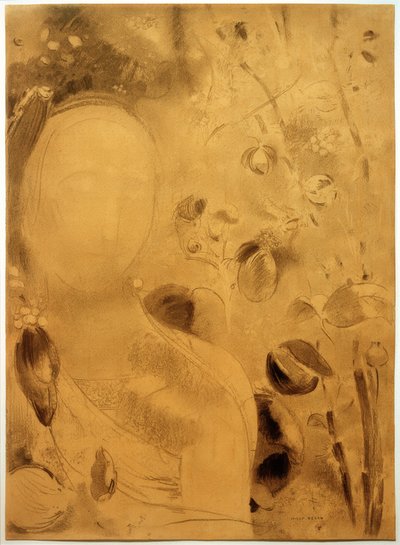 Sen, květiny a tvář od Odilon Redon