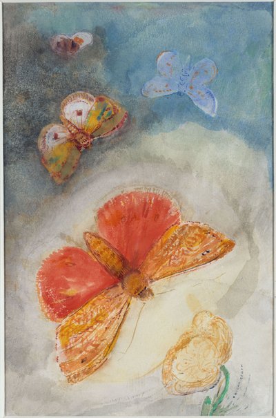 Motýli a květina od Odilon Redon
