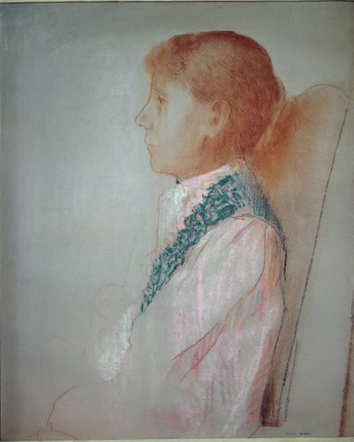 Portrét Madame Odilon Redon - Pastel od Odilon Redon
