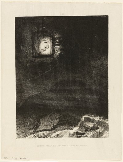 Precarious Glimmering, a Head Suspended from Infinity, deska 3 ze 6 od Odilon Redon
