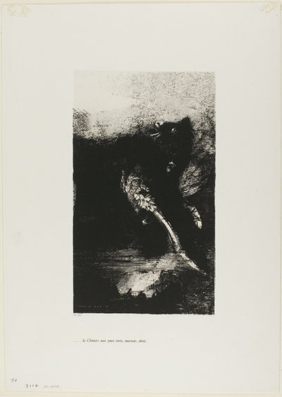 Chimera se zelenýma očima Turns, Bays, deska 7 z The Temptation of Saint Anthony (1. série) od Odilon Redon