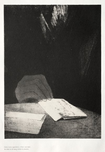 Strašidelný dům: Byla to ruka, zdánlivě stejně z masa a krve jako moje vlastní, 1896. od Odilon Redon