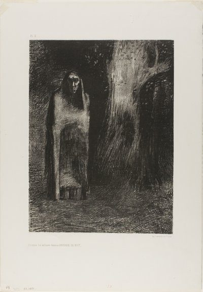 Muž byl sám v noční krajině, z noci od Odilon Redon