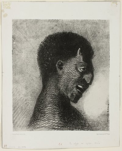 Satyr s cynickým úsměvem, deska 5 z 8 z "Les Origines" od Odilon Redon