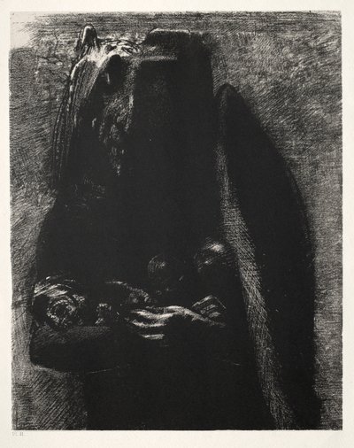 První série The Temptation of Saint Anthony: It Is the Devil, Bearing Under his Two Wings, 1888. od Odilon Redon