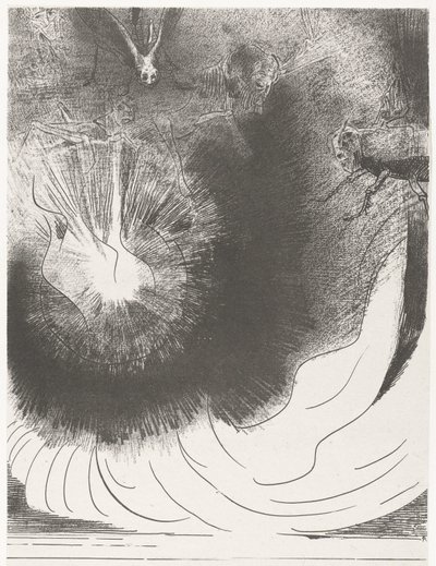 Uit de hemel viel een grote ster a z nebe spadla velká hvězda, hořící jako pochodeň (název na předmětu) Apocalypse of Saint John (název série) Openbaring van Johannes (název série) od Odilon Redon