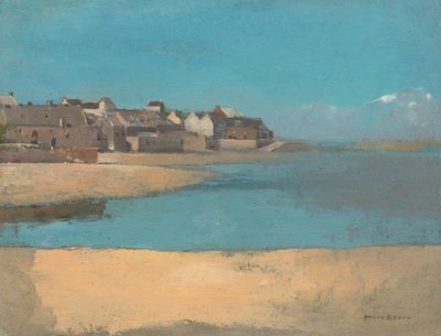 Vesnice u moře v Bretani, asi 1880 (olej na kartonu na tvrdé lepence) od Odilon Redon