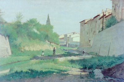 U řeky Mugnone od Odoardo Borrani
