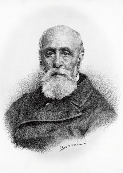 Portrét Giovanni Ruffini (1807-1881), italský básník a vlastenec, litografie podle kresby Odoardo Borrani (1833-1905) od Odoardo Borrani