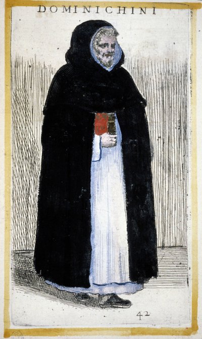 Řeholní řád: dominikánský mnich. Rytina O. Fialetti. 16. století. od Odoardo Fialetti