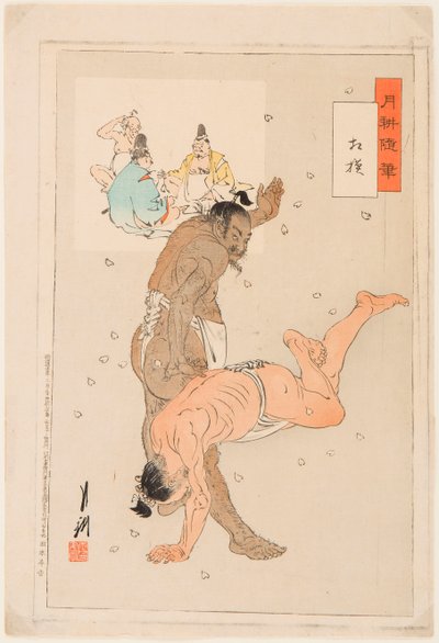 Zápas zápasníků sumo. Tisk Ogata Gekko (1859-1920) od Ogata Gekko