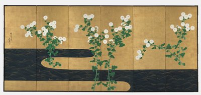 Chrysanthemums by a Stream, konec 1700-počátek 1800. od Ogata Korin