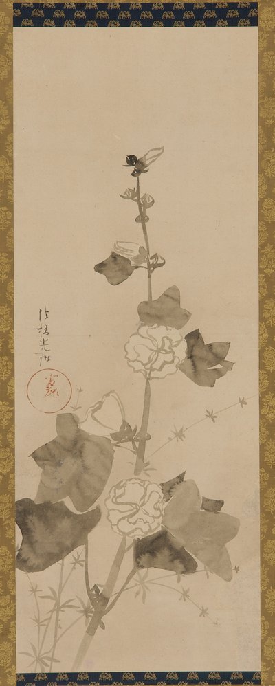 Hollyhocks, období Edo, konec 17.-začátek 18. století. od Ogata Korin