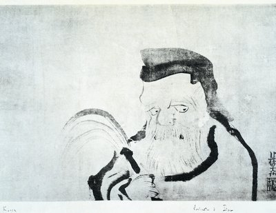 Portrét starého muže, kresba Ogata Korin (1658-1716), tuš na hedvábí, japonská civilizace, období Edo od Ogata Korin