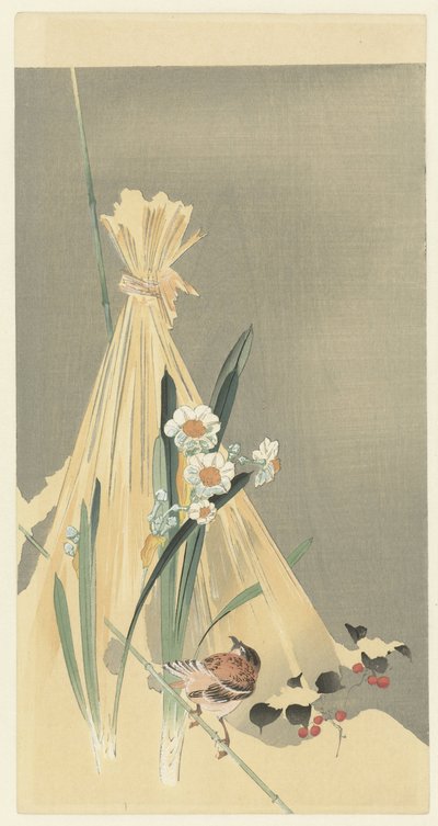 Zpěvák ve svazku sena od Ohara Koson (attributed to)