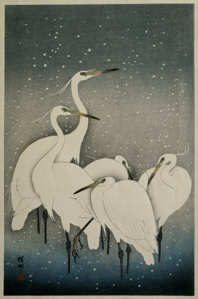 Skupina volavek od Ohara Koson