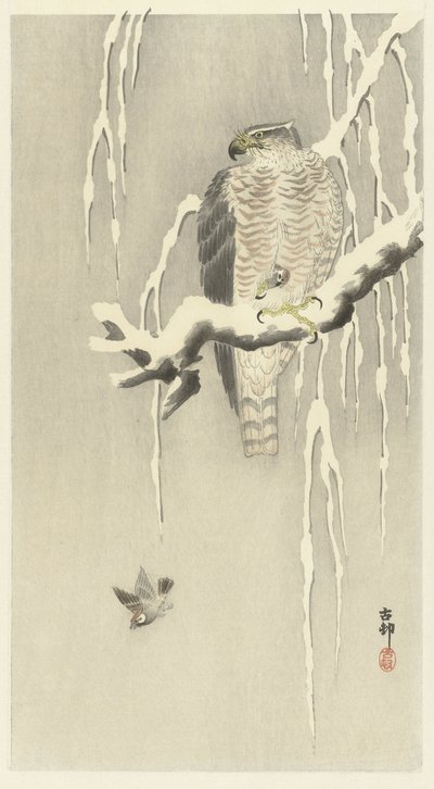 Hawk s vrabcem v zajetí. od Ohara Koson
