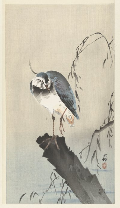 Čejka na pařezu od Ohara Koson