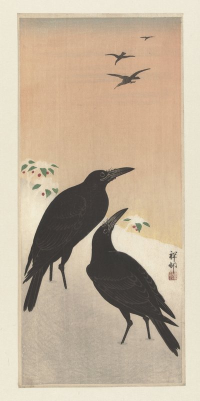 Vrány ve sněhu od Ohara Koson