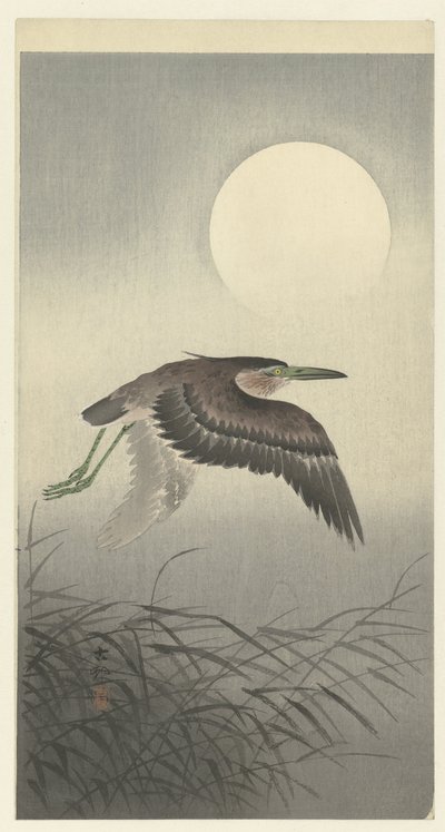 Volavka za úplňku od Ohara Koson
