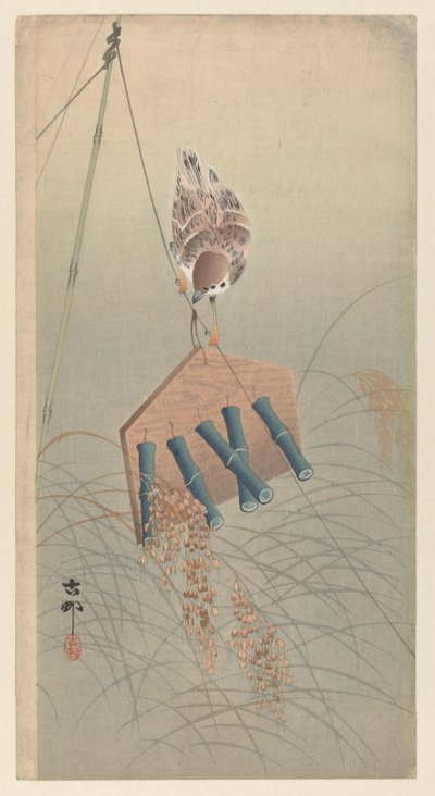Prsten vrabec na strašáka od Ohara Koson
