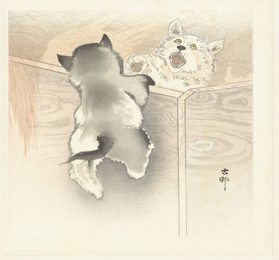 Dva hrající si psi od Ohara Koson