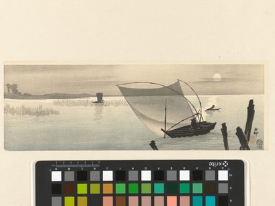 Rybářské lodě za úplňku od Ohara Koson