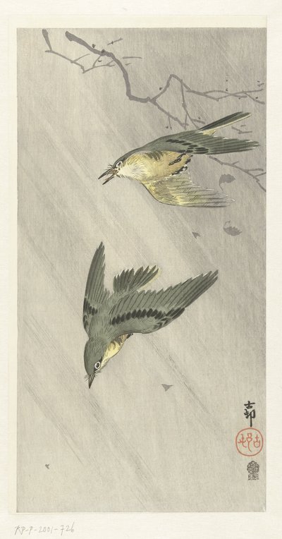 Pěvci v dešti od Ohara Koson