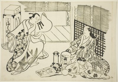Všechny druhy domácích předmětů (Chodo zukushi), ze série "Slavné scény z japonských loutkových her (Yamato irotake)" od Okumura Masanobu