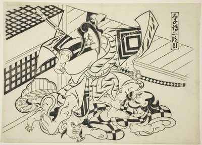 Legenda o Taishi, scéna 2 (Taishiden nidanme), ze série "Slavné scény z japonských loutkových her (Yamato irotake)" od Okumura Masanobu