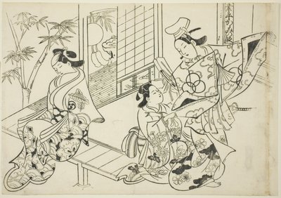 Narihira: The Mirror Scene (Narihira kagami no dan), ze série "Slavné scény z japonských loutkových her (Yamato irotake)" od Okumura Masanobu