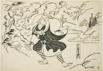 Rensho přijíždějící na horu Koya (Rensho Koya-iri), ze série "Slavné scény z japonských loutkových her (Yamato irotake)" od Okumura Masanobu