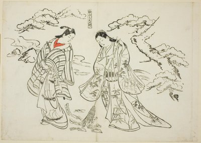 Sleeve-Letter Takasago (Sodefumi Takasago), č. 2 ze série 12 grafik zobrazujících parodie na divadelní hry od Okumura Masanobu