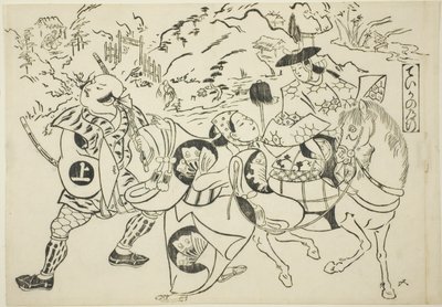 Cesta Teiky (Taika no michiyuki), ze série "Slavné scény z japonských loutkových her (Yamato irotake)". od Okumura Masanobu