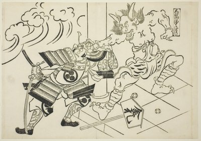 Démon Shutendoji z hory Oe (Oeyama Shutendoji), ze série „Slavné scény z japonských loutkových her (Yamato irotake)“ od Okumura Masanobu