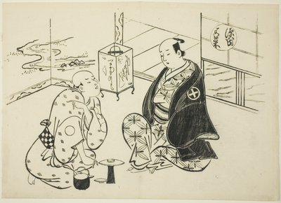 Kapitola Hahakigi z „The Tale of Genji“ (Genji Hahakigi), ze série parodií Genji od Okumura Masanobu