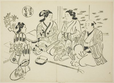Kapitola Momiji-no-ga z „Příběhu Genjiho“ (Genji Momiji-no-ga), ze série parodií Genji od Okumura Masanobu