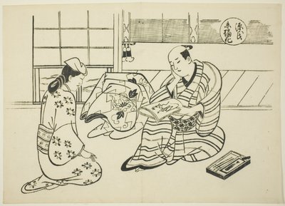 Kapitola Suetsumuhana z „Příběhu Genji“ (Genji Suetsumuhana), ze série parodií Genji od Okumura Masanobu
