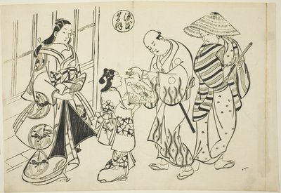 Kapitola Yugao z „The Tale of Genji“ (Genji Yugao), ze série parodií Genji od Okumura Masanobu