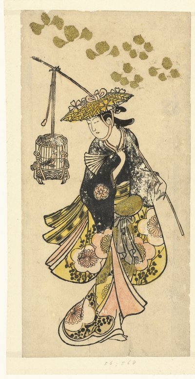 Mladá žena s klecí od Okumura Toshinobu (attributed to)