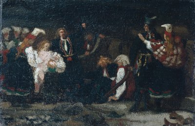 Boj na farmě (olej na plátně) od Olaf Isaachsen