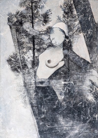 Maschera bianca, 2024(kombinovaná technika na plátně) od Olivia Gozzano