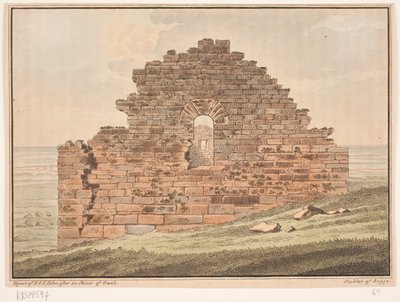 Zřícenina kostela v Grónsku. Ilustrace pro W.A. Grah. Výzkumná cesta na východní pobřeží Grónska od Oluf Olufsen Bagge