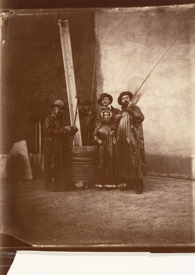 [Umělec, jeho matka a přátelé v rybářském oděvu], ca. 1860. od Olympe Aguado