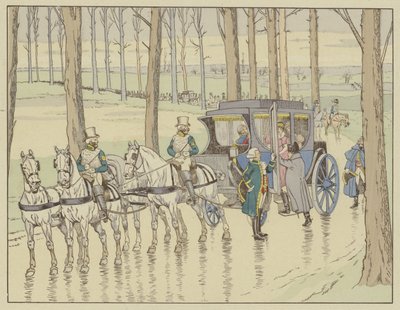 Napoleon setkání s arcivévodkyní Marií-Louise Rakouskou, kterou si musí vzít, 27. března 1810 od Onfray de Breville Job